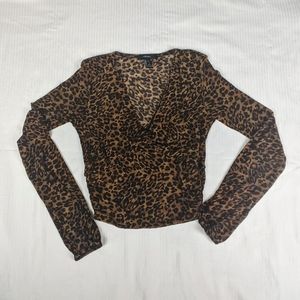 Cheetah Mesh Long Sleeve Top